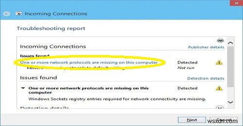 이 컴퓨터에 네트워크 프로토콜이 하나 이상 없습니다 – Windows 10 오류 해결 방법
