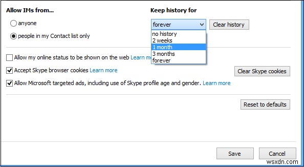 스카이프(Skype) 대화 기록 관리, 삭제 및 저장 비활성화 방법