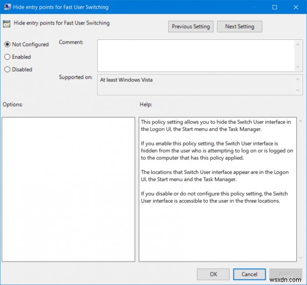 Windows 10에서 빠른 사용자 전환 활성화 및 비활성화하는 방법