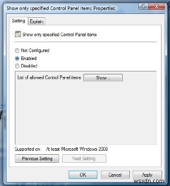 Windows 10에서 제어판 애플릿 숨기기, 표시, 추가 및 제거하는 방법