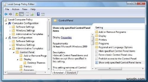 Windows 10에서 제어판 애플릿 숨기기, 표시, 추가 및 제거하는 방법