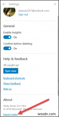 Windows 10 스티커 메모를 Outlook.com으로 내보내는 방법