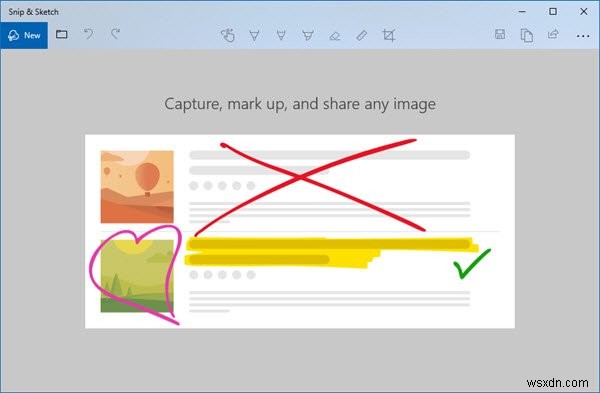 Windows 10 Snip & Sketch 앱으로 스크린샷 캡처하고 주석 추가하는 방법