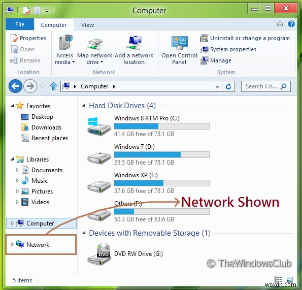 Windows 파일 탐색기 탐색 창에서  네트워크  항목 제거 및 복원 방법