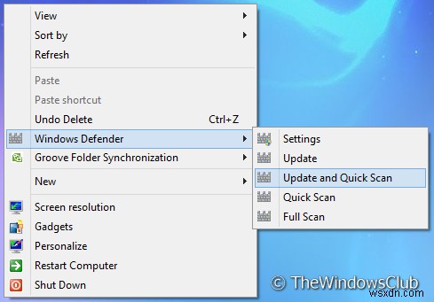 Windows 10 우클릭 컨텍스트 메뉴에 Windows Defender 기능 추가하는 방법