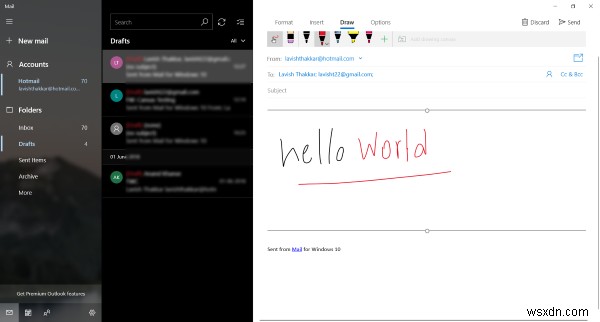 Windows 10 메일 앱에서 그리기(Draw) 기능 활용하는 방법
