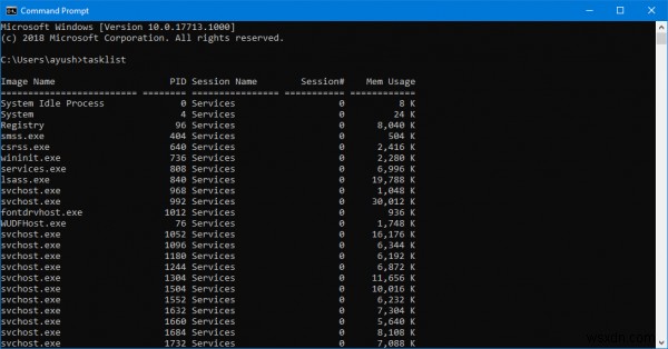 Windows 내장 TaskList 명령어로 실행 중인 프로세스를 텍스트 파일로 저장하는 방법