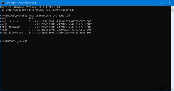 Windows 10에서 모든 사용자의 보안 식별자(SID)를 확인하는 방법