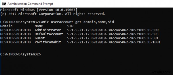 Windows 10에서 모든 사용자의 보안 식별자(SID)를 확인하는 방법