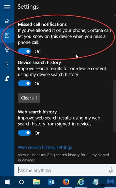코타나로 Windows 10 PC에서 부재중 전화 알림 받는 방법