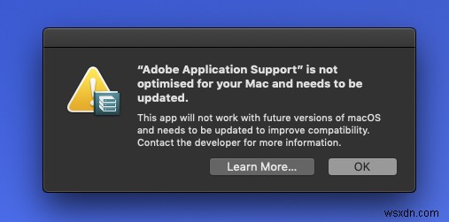 macOS Mojave에서 Photoshop 등 실행되지 않는 앱 여는 방법