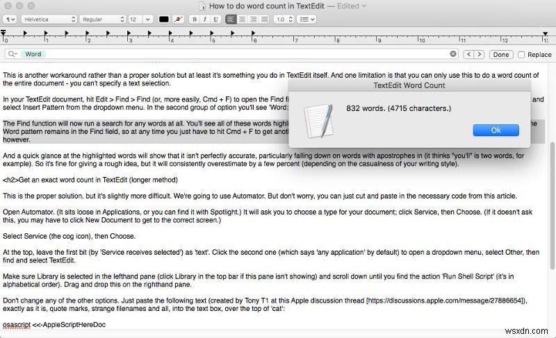 맥(Mac) TextEdit에서 단어 수 계산하는 방법 – Automator 설정부터 간편한 대안까지
