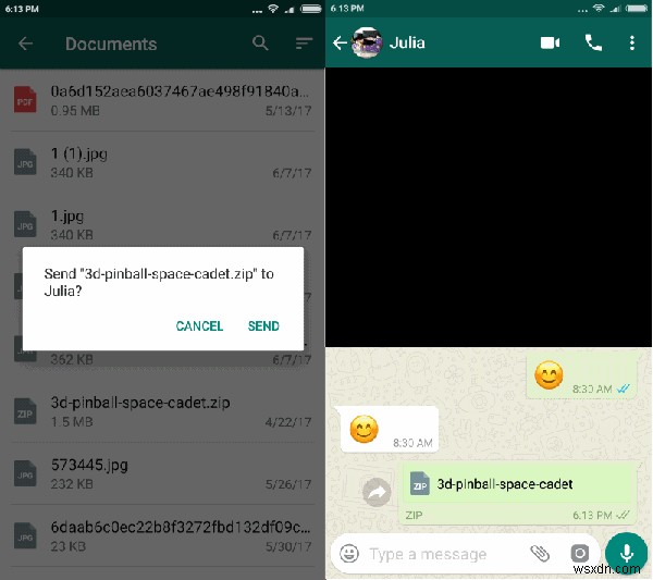 WhatsApp에서 사진을 문서로 보내 화질 손실 없이 전송하는 방법