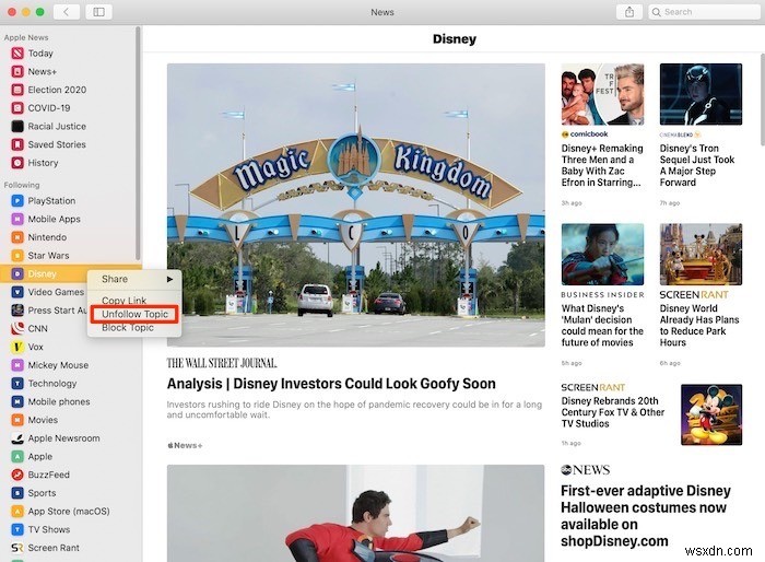 Mac에서 Apple News 앱을 완벽하게 사용자화하는 방법