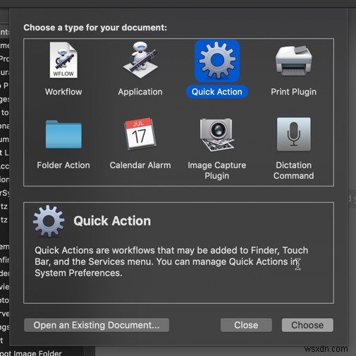 macOS Mojave에서 빠른 작업(Quick Action) 생성하고 활용하는 방법