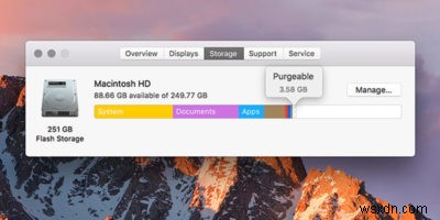 macOS 시에라의  제거 가능(Purgeable)  공간 완벽 이해와 저장 공간 최적화 방법
