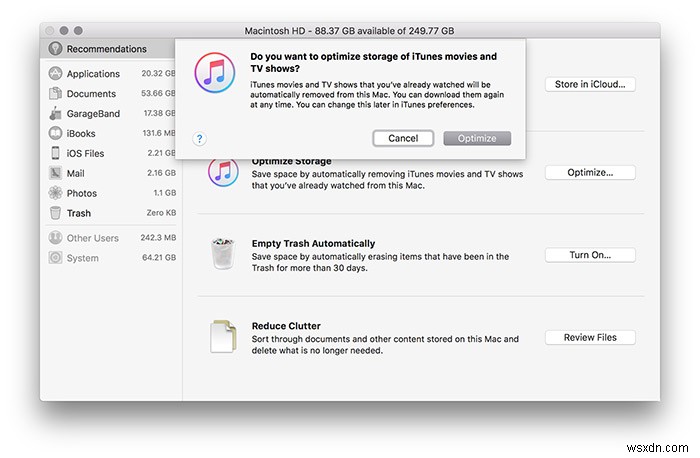 macOS 시에라의  제거 가능(Purgeable)  공간 완벽 이해와 저장 공간 최적화 방법