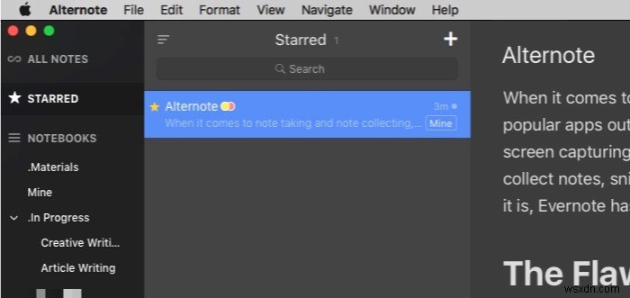 Alternote – 단순하지만 강력한 Mac OS X용 Evernote 기반 노트 앱