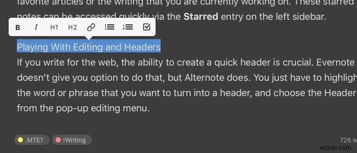 Alternote – 단순하지만 강력한 Mac OS X용 Evernote 기반 노트 앱