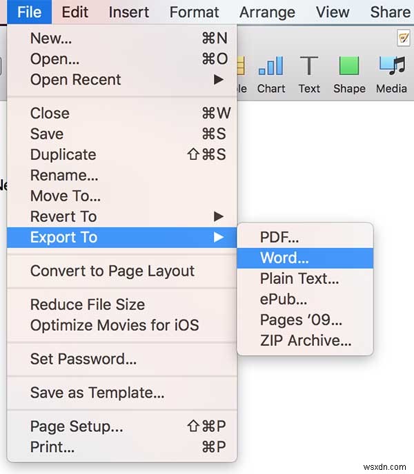 Pages 문서를 Microsoft Word 형식으로 변환하는 방법