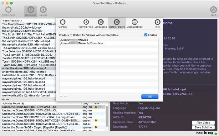 FlixTools Lite로 영화 자막 자동 검색·다운로드하기 [Mac]