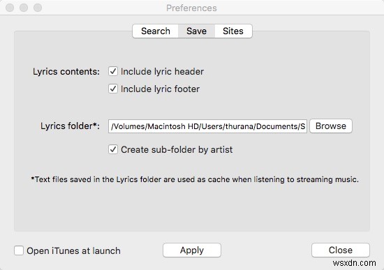 Singer Song Reader – iTunes 노래 가사를 자동으로 검색, 저장, 표시하는 무료 Mac 앱