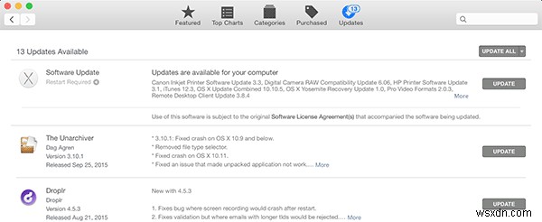 Mac App Store에서 OS X El Capitan 업데이트 배너 숨기는 방법