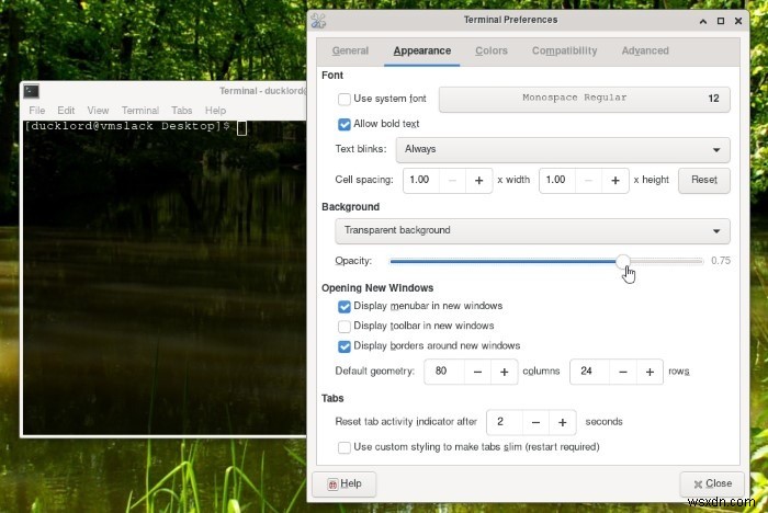 XFCE 패널과 터미널을 투명하게 만드는 방법