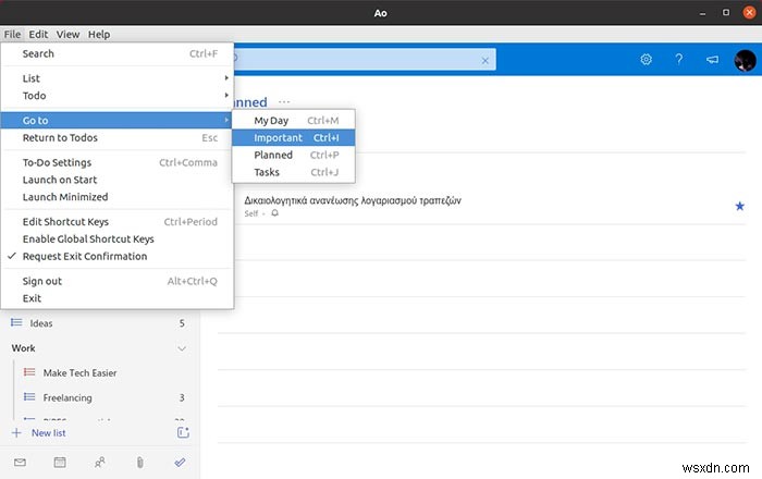 리눅스에서 Ao 앱으로 Microsoft To-Do 할 일을 관리하는 방법
