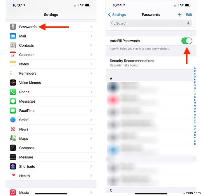 iOS 사파리에서 비밀번호 자동 저장 설정하는 방법