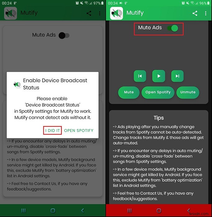 안드로이드에서 스포티파이(Spotify) 광고 자동 음소거하는 방법