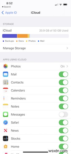 iCloud 저장 공간을 차지하는 항목 확인하는 방법