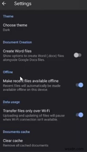 안드로이드에서 Google 문서도구 다크 모드 활성화하는 방법