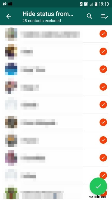 WhatsApp 상태 업데이트, 특정 사람에게만 숨기는 방법