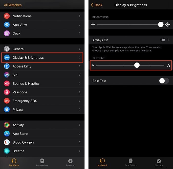 Apple Watch 글자 크기 키우는 방법 2가지 (아이폰 & 워치 직접 설정)
