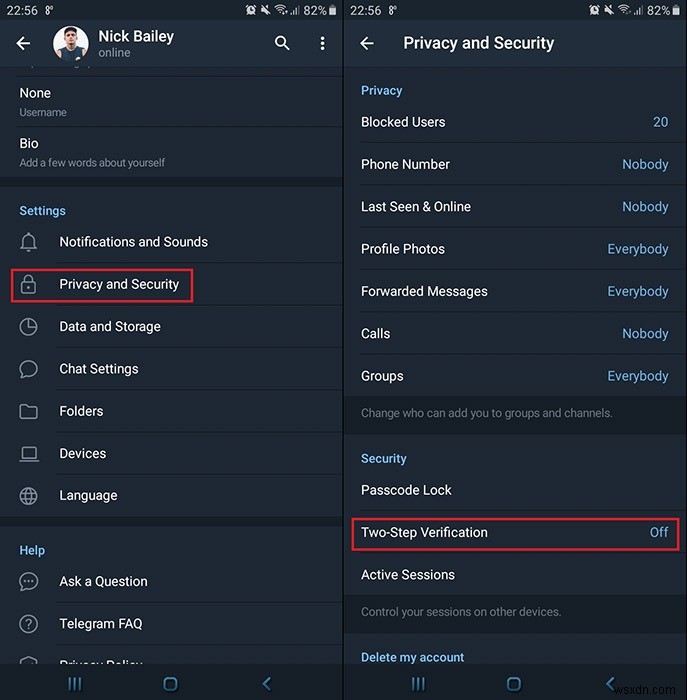 텔레그램(Telegram) 앱에서 2단계 인증 활성화하는 방법