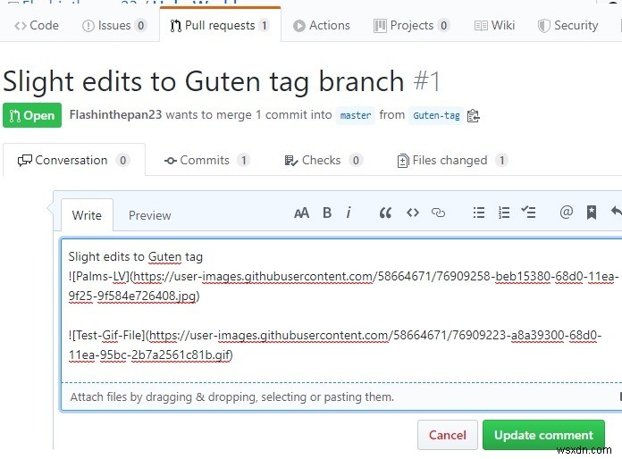 GitHub 풀 리퀘스트에 스크린샷과 GIF 애니메이션 추가하는 방법