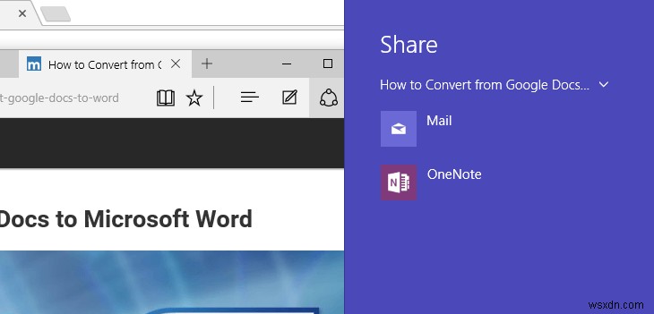Windows 10에서 Microsoft Edge로 웹 콘텐츠 손쉽게 공유하는 방법