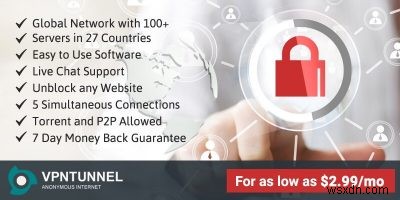 VPNTunnel 리뷰: 개인정보 보호와 웹 익명성 유지를 위한 VPN 서비스