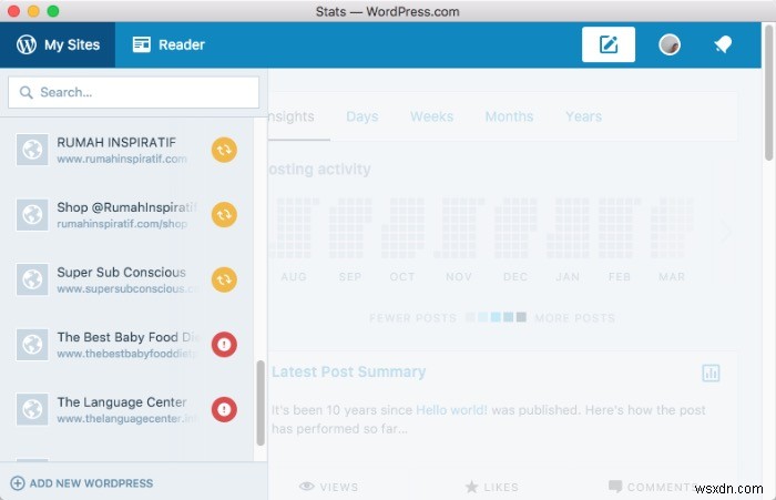 워드프레스 데스크톱 앱으로 여러 블로그 한 번에 관리하는 방법