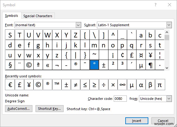 Microsoft Word에서 도(°) 기호를 삽입하는 4가지 방법