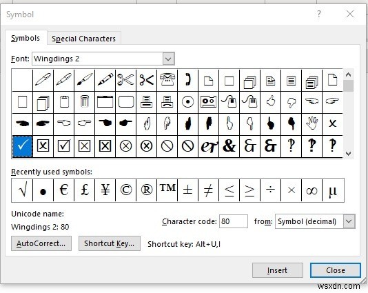 Microsoft Word에서 체크 표시와 사각형 글머리 기호 추가하는 방법