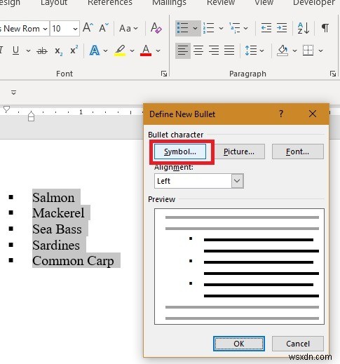 Microsoft Word에서 체크 표시와 사각형 글머리 기호 추가하는 방법