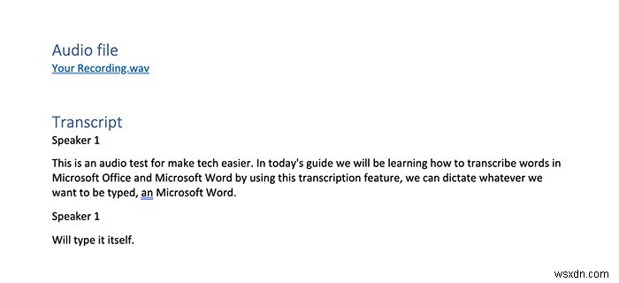 Microsoft Word 365에서 오디오를 텍스트로 변환(전사)하는 방법
