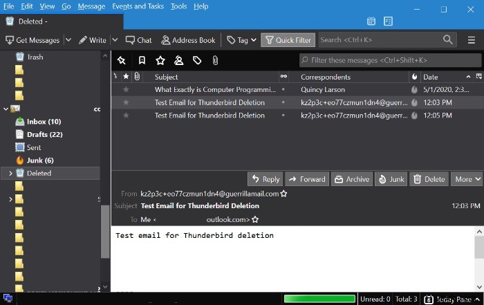 Thunderbird 휴지통 폴더에서 삭제된 이메일 검색하는 방법