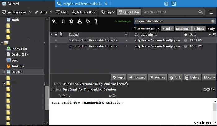 Thunderbird 휴지통 폴더에서 삭제된 이메일 검색하는 방법