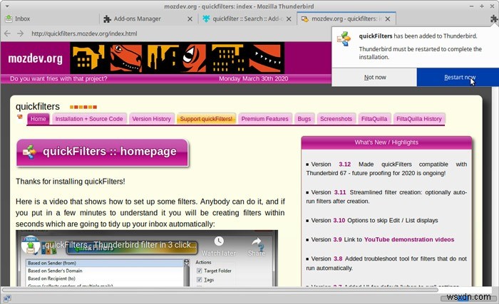 Thunderbird quickFilters 확장 기능으로 받은 편지함 자동 정리하는 방법