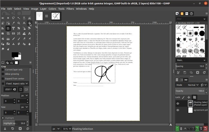 GIMP로 PDF 문서에 디지털 서명하는 방법