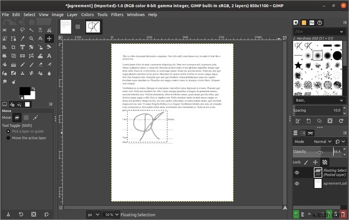 GIMP로 PDF 문서에 디지털 서명하는 방법