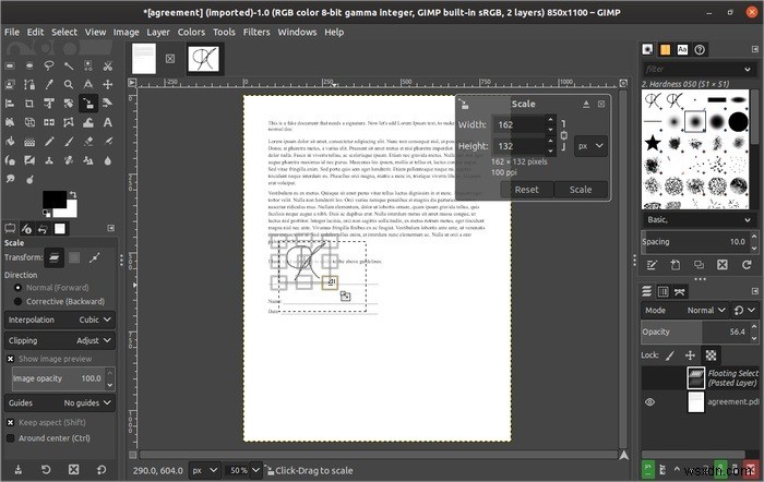 GIMP로 PDF 문서에 디지털 서명하는 방법